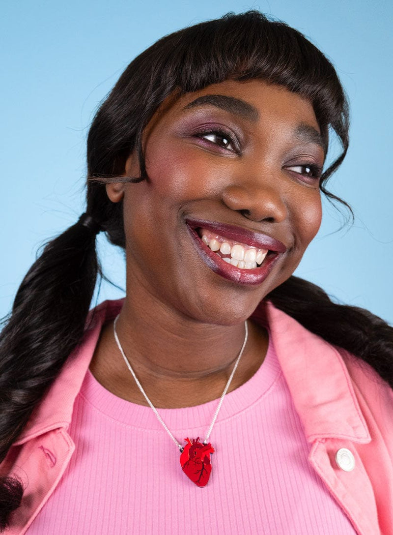 Red Mirror Mini Anatomical Heart Necklace