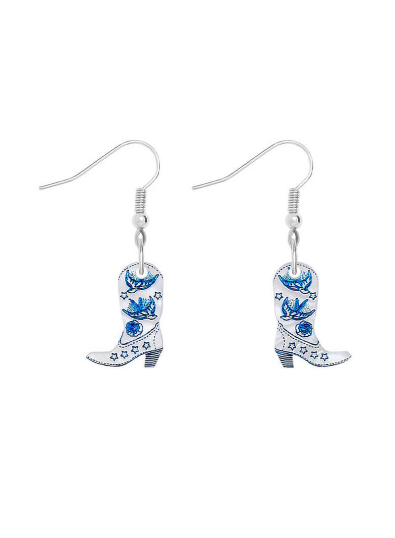 Mini Cowboy Boot Earrings - Cream Pearl