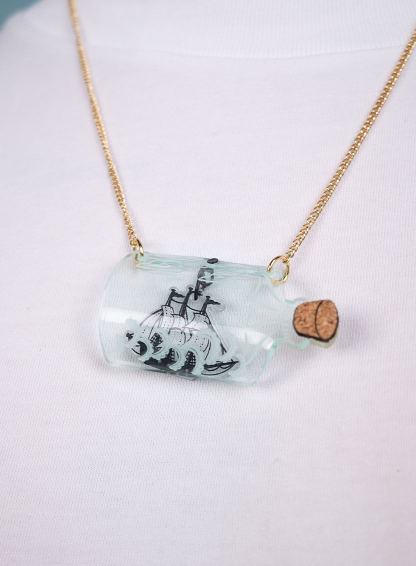 Ship In A Bottle Necklace - Recycled