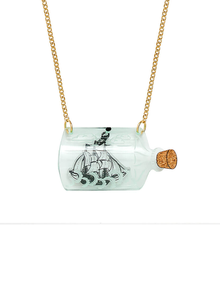 Ship In A Bottle Necklace - Recycled