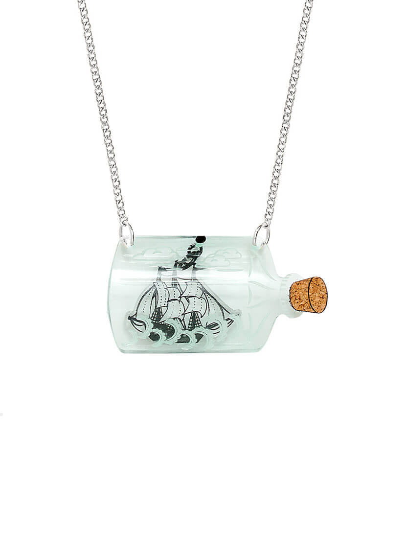 Ship In A Bottle Necklace - Recycled