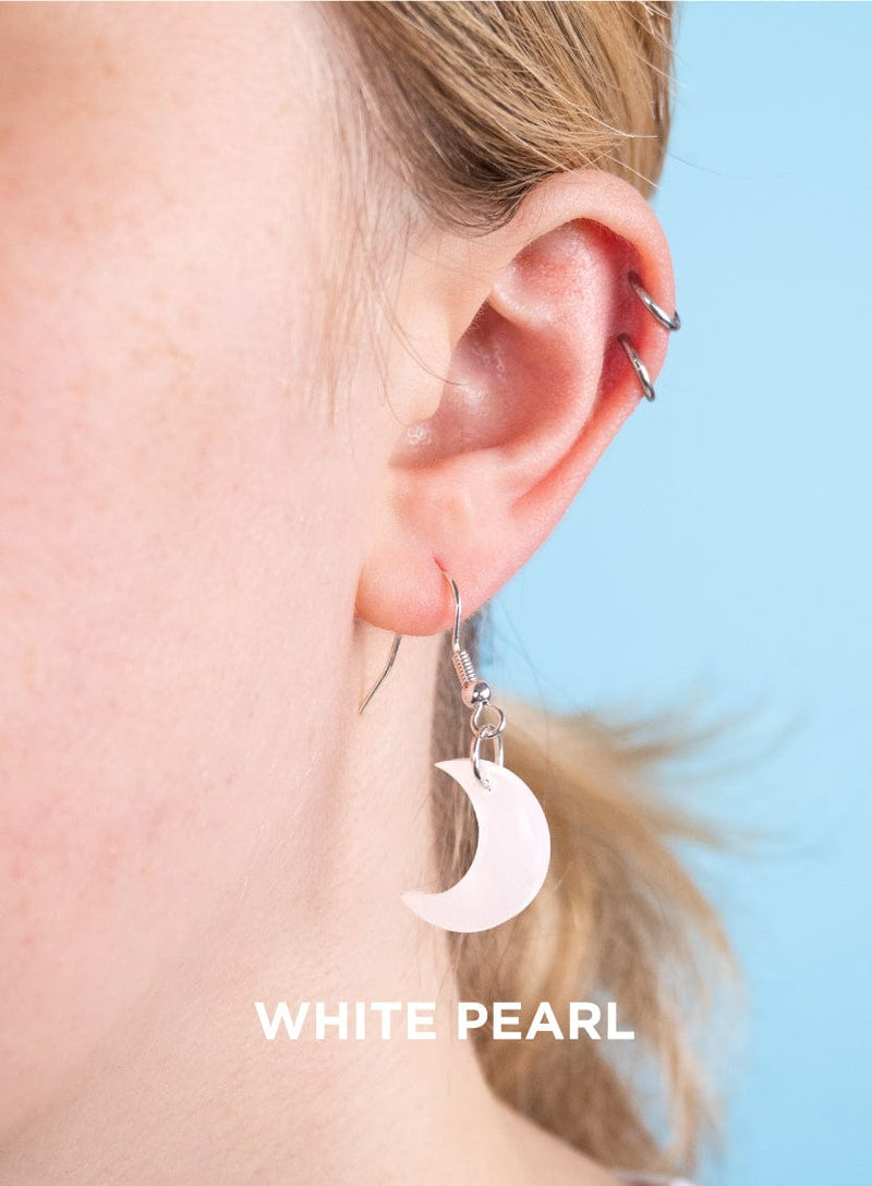 Tatty Devine Moon Charm Earrings White Pearl
