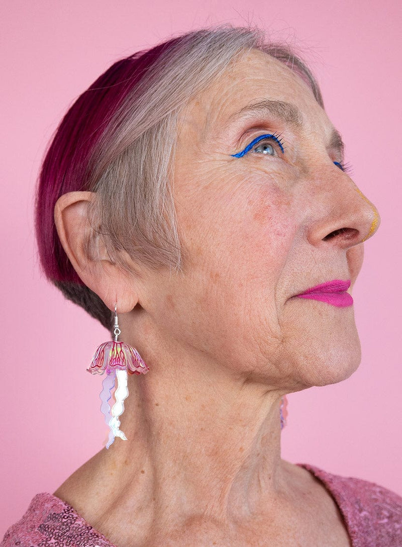 Iridescent Moon Jellyfish Earrings