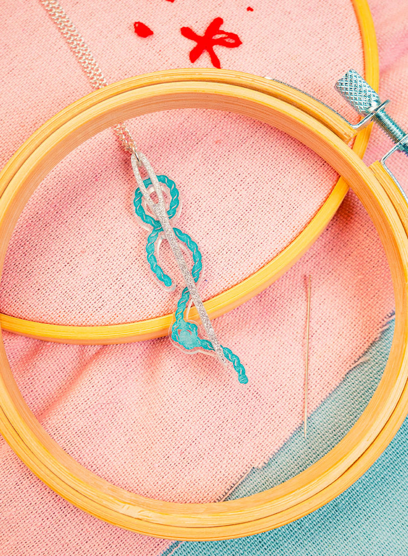 Needle and Thread Necklace handmade from acrylic