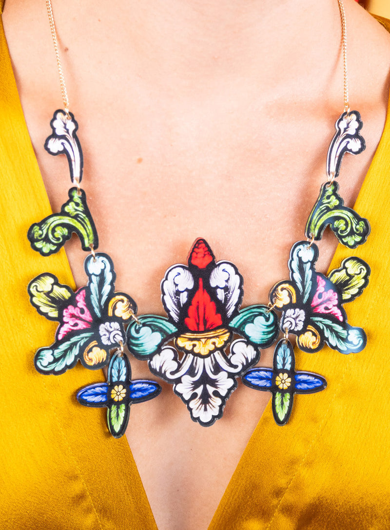 Painted Glass Statement Necklace