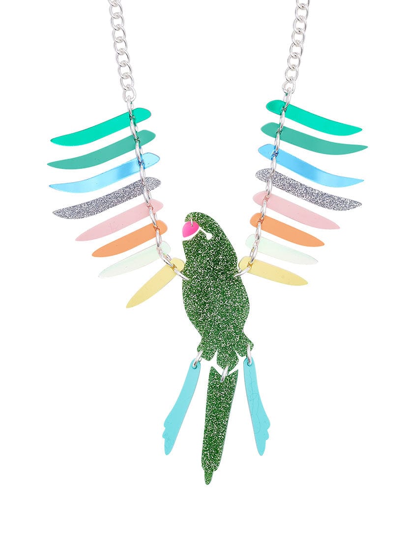 Parakeet Large Necklace - Glitter Green