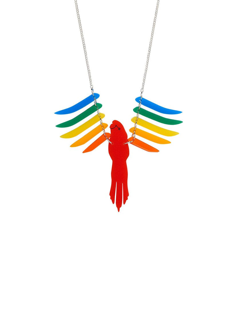 Tatty Devine Parakeet Necklace Kit - Recycled Rainbow - Silver Chain