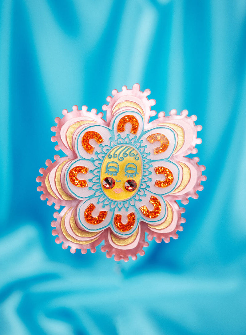 Pink Ancestor Flower Brooch