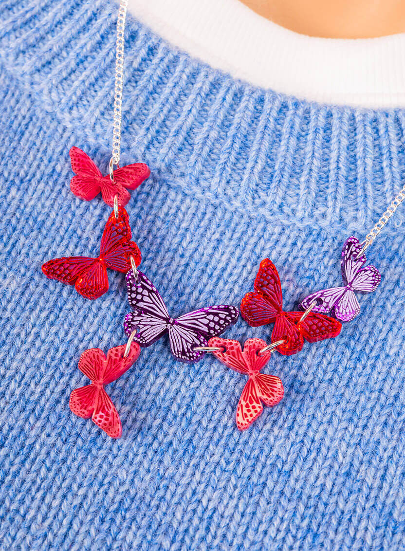 Pink Butterflies Necklace