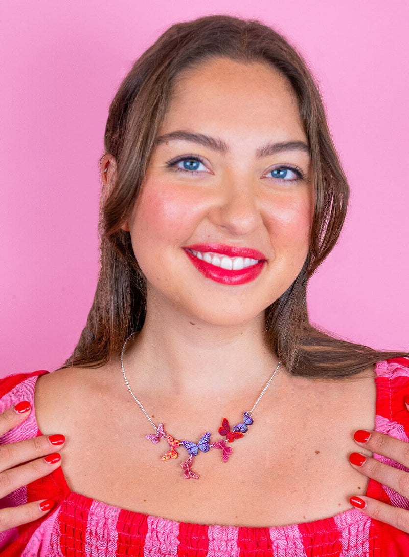 Pink Butterflies Necklace