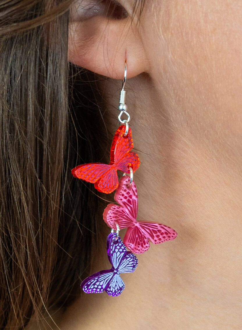 Pink Butterflies Earrings
