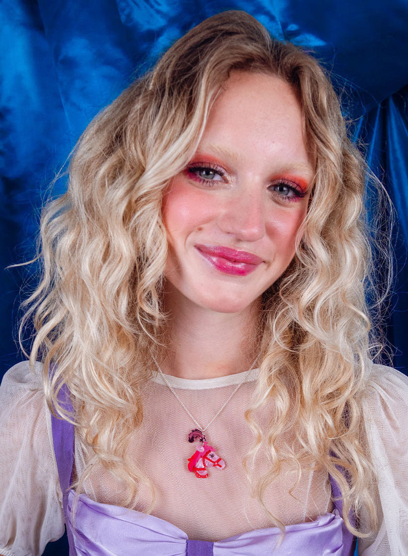 Pink Pony Pendant necklace by Tatty Devine