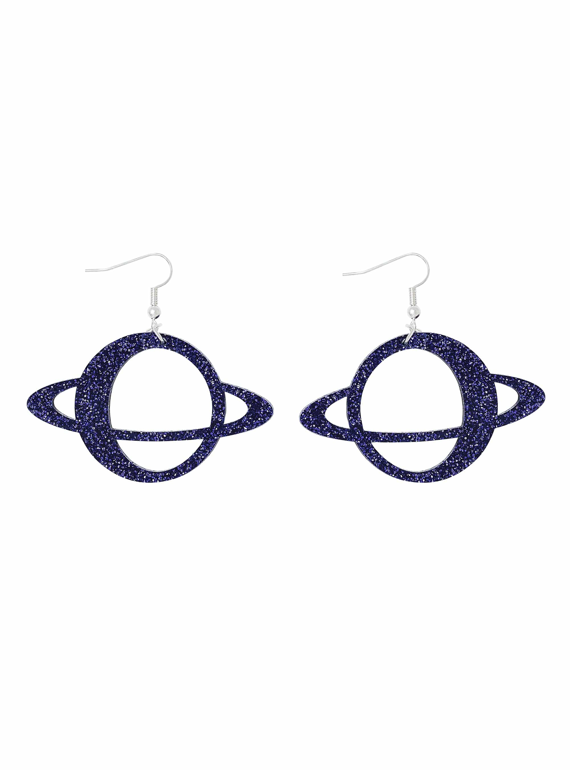 Tatty Devine Planet Earrings - Glitter Purple