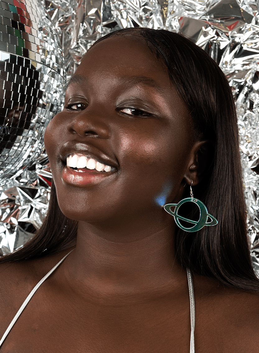 Planet Earrings made from Iridescent Acrylic