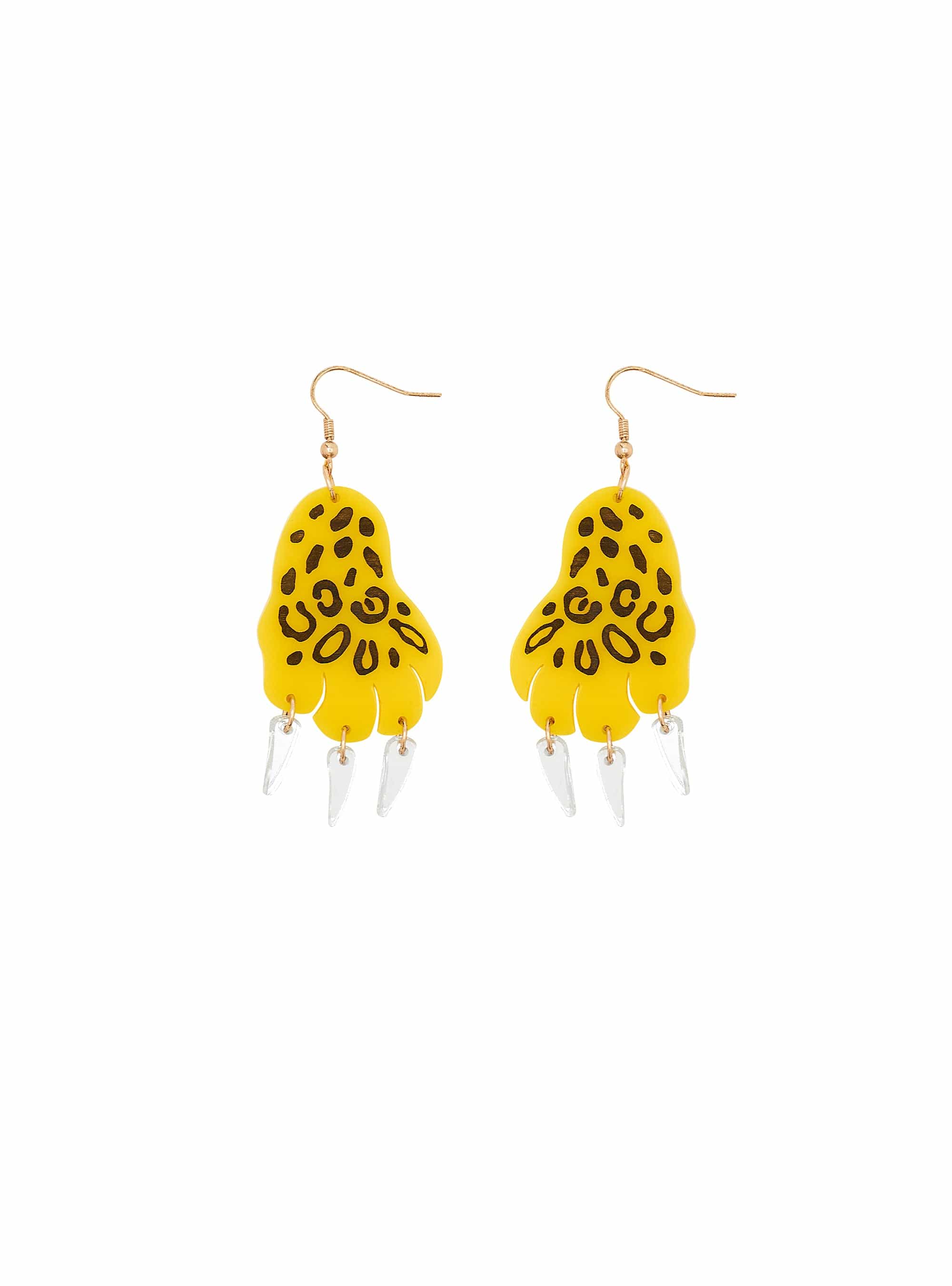 Tatty Devine Pop Leopard Paw Earrings - Yellow