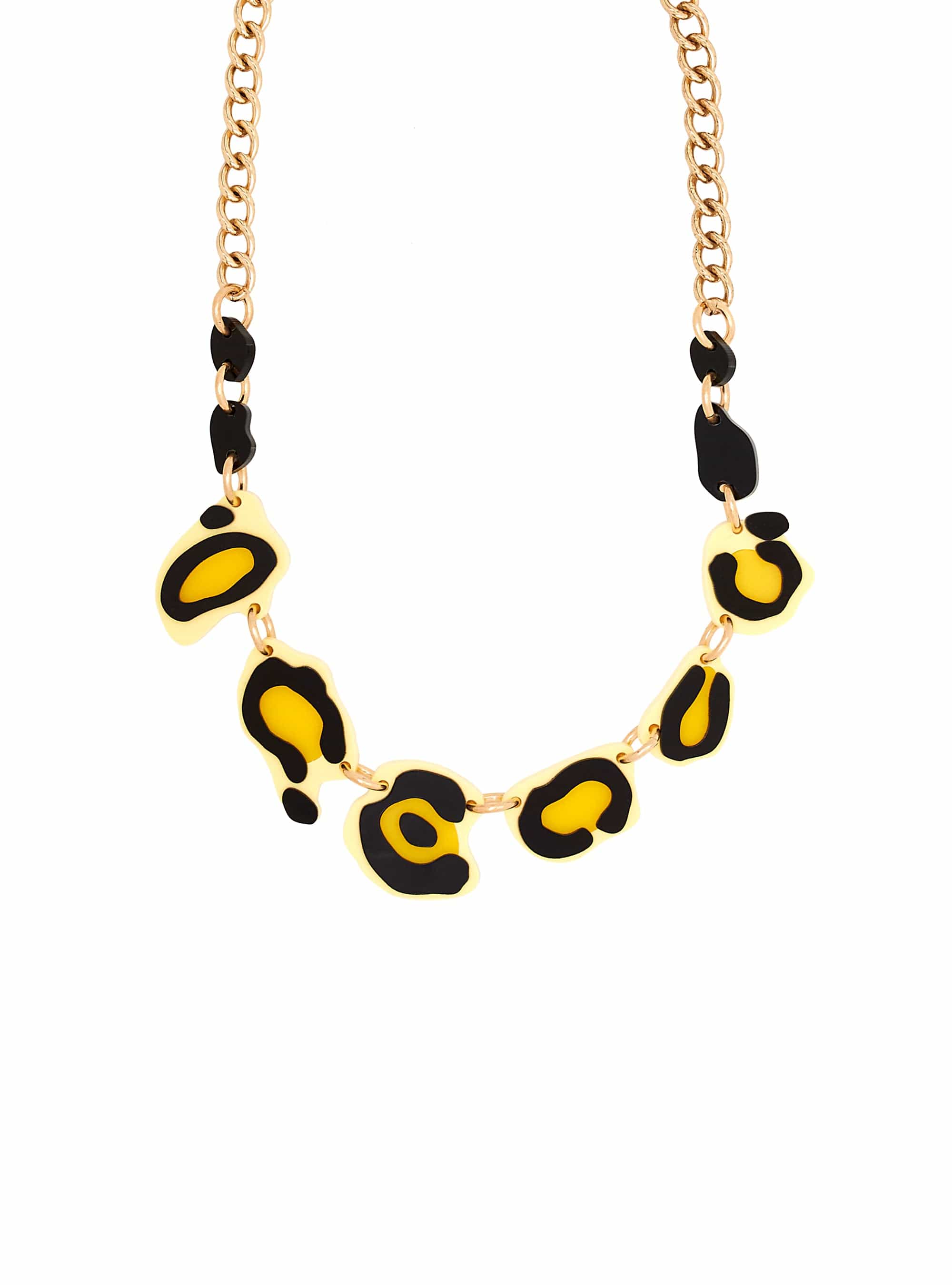 Tatty Devine Pop Leopard Print Necklace - Yellow