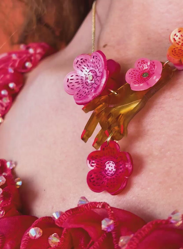 Hands and Flowers Small Necklace