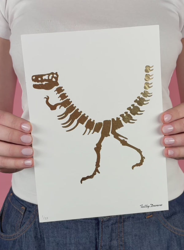 Gold Foil Dino Art Print