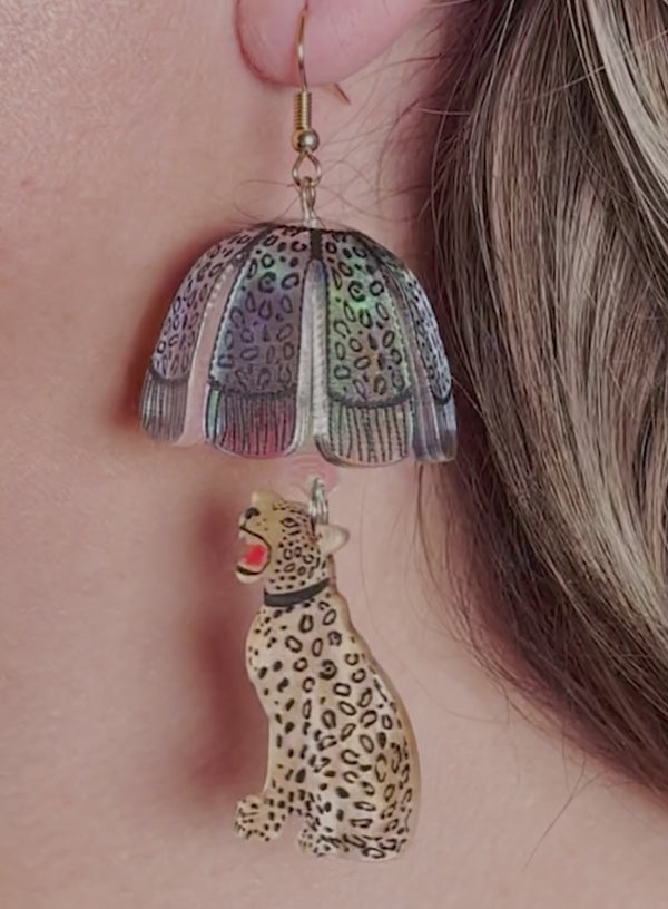 Leopard Lamp Shade Earrings Iridescent