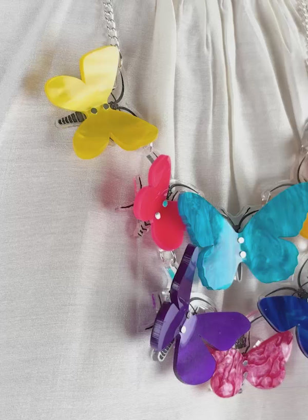 Kaleidoscopic Butterfly Statement Necklace Video