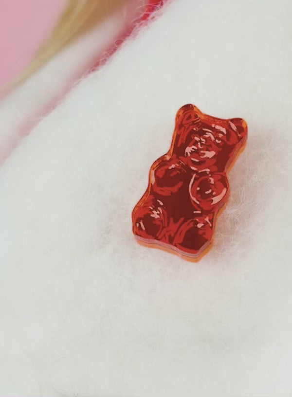 Mini Gummy Bear Brooch - Orange
