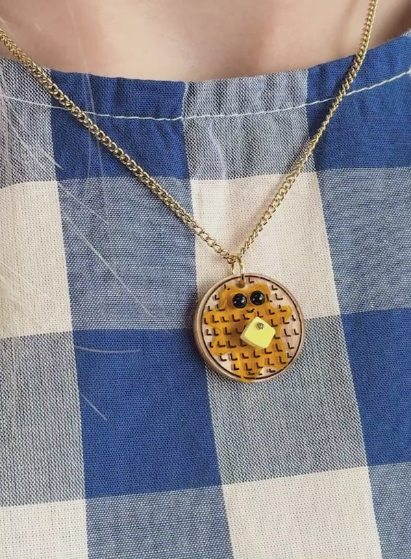 Waffle Pendant Necklace