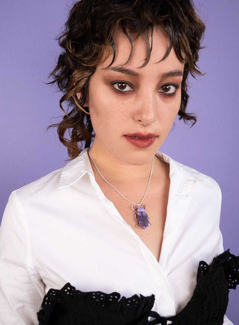Tatty Devine Purple Jewel Beetle Necklace