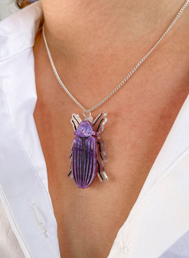 Tatty Devine Purple Jewel Beetle Necklace