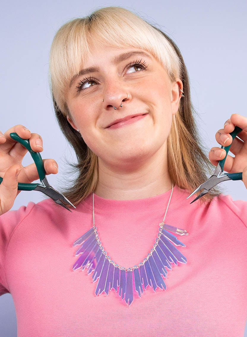 Tatty Devine Radiance Necklace Kit - Iridescent - Silver Chain