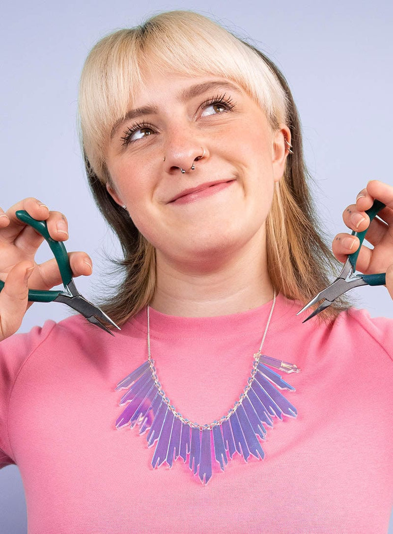 Tatty Devine Radiance Necklace Kit - Iridescent - Silver Chain