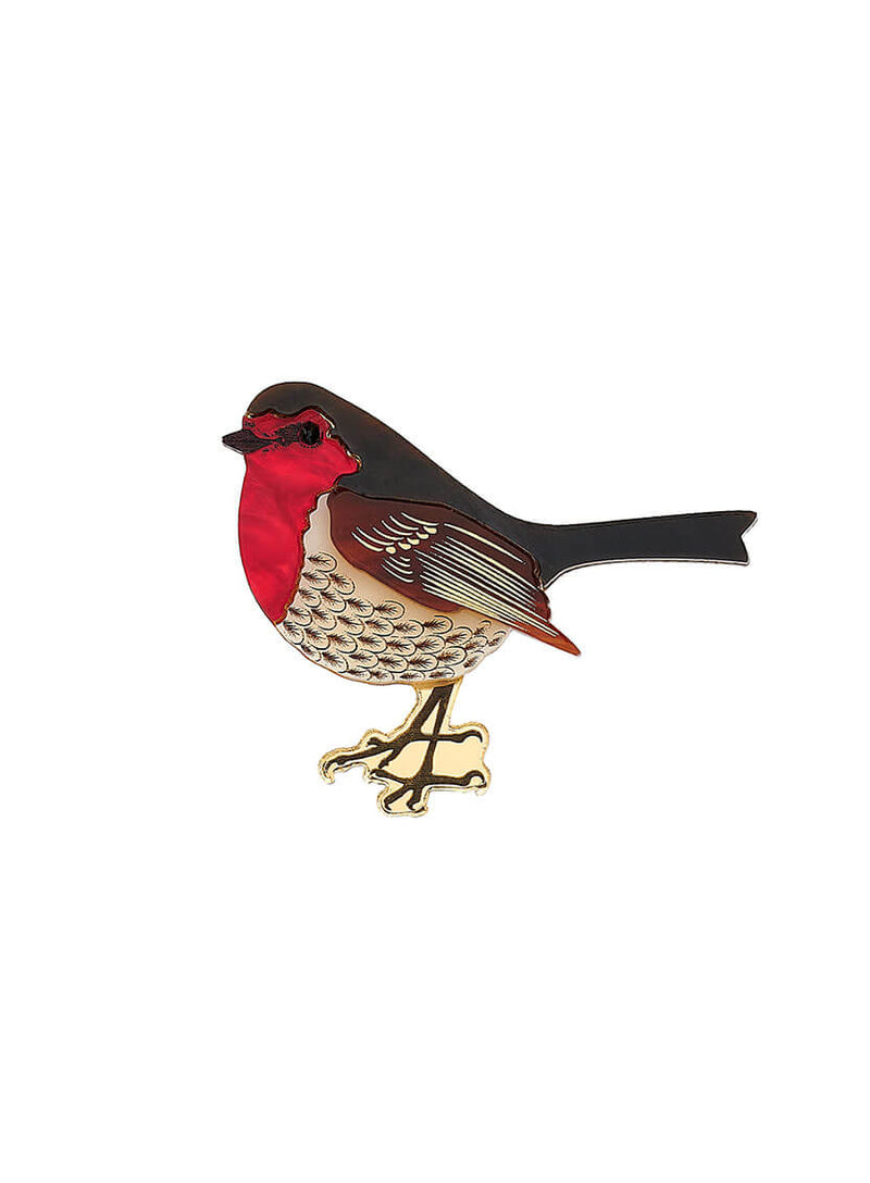 Festive Robin Redbreast Brooch made from acrylic
