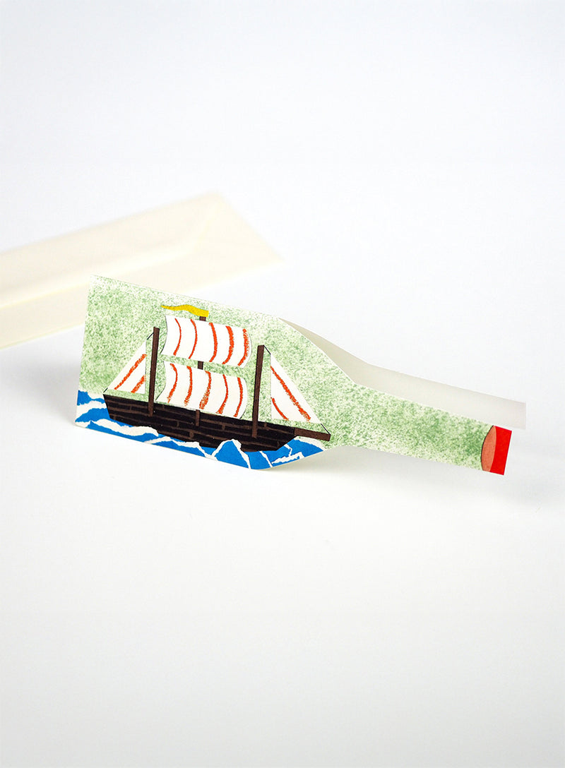 Hadley Ship in a Bottle Nautical Card