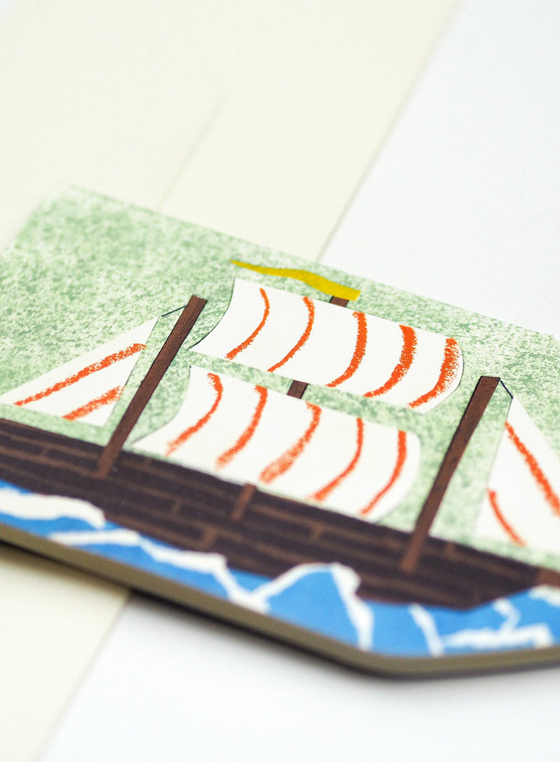Hadley Ship in a Bottle Nautical Card