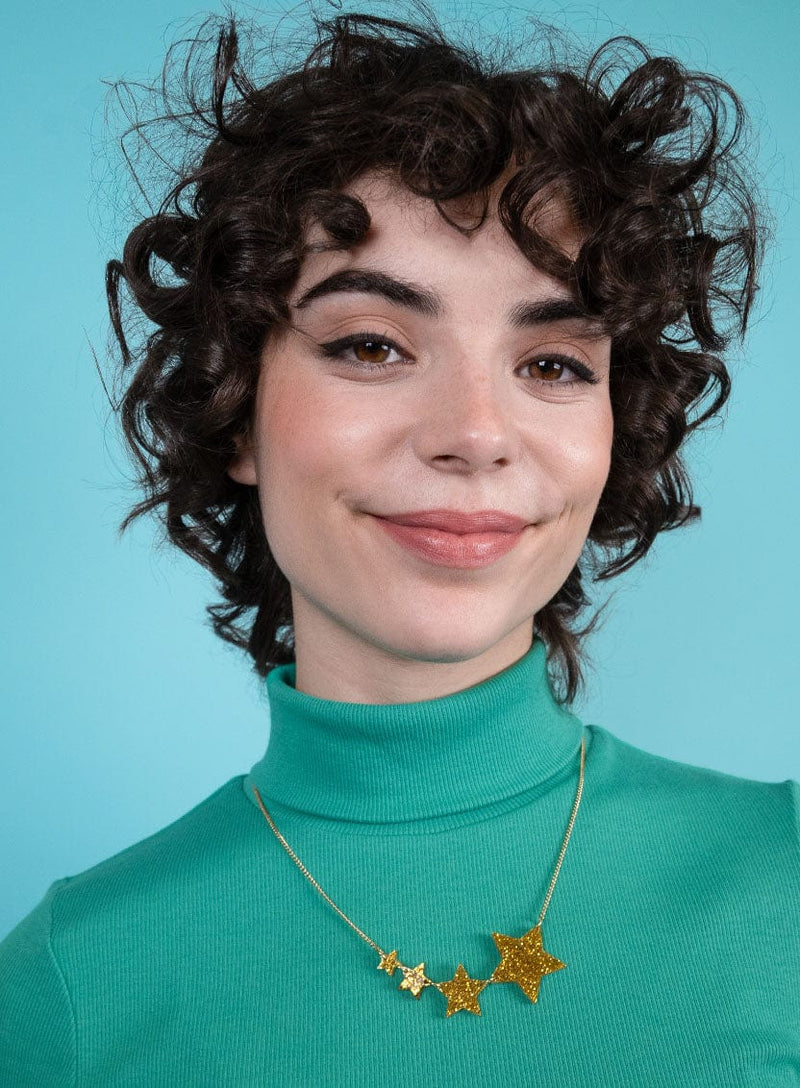 Graduating Shooting Star Necklace in Glitter Gold Acrylic