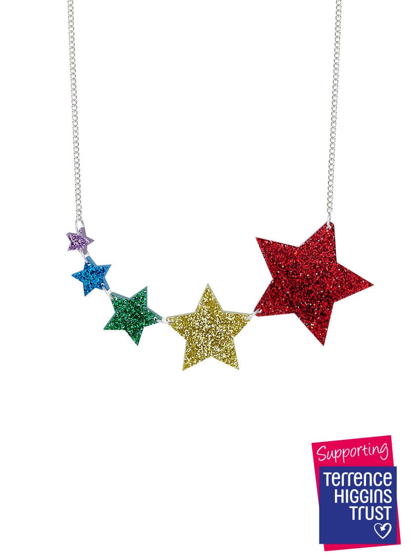 Tatty Devine X Terrence Higgins Trust Shooting Star Necklace - Glitter Rainbow