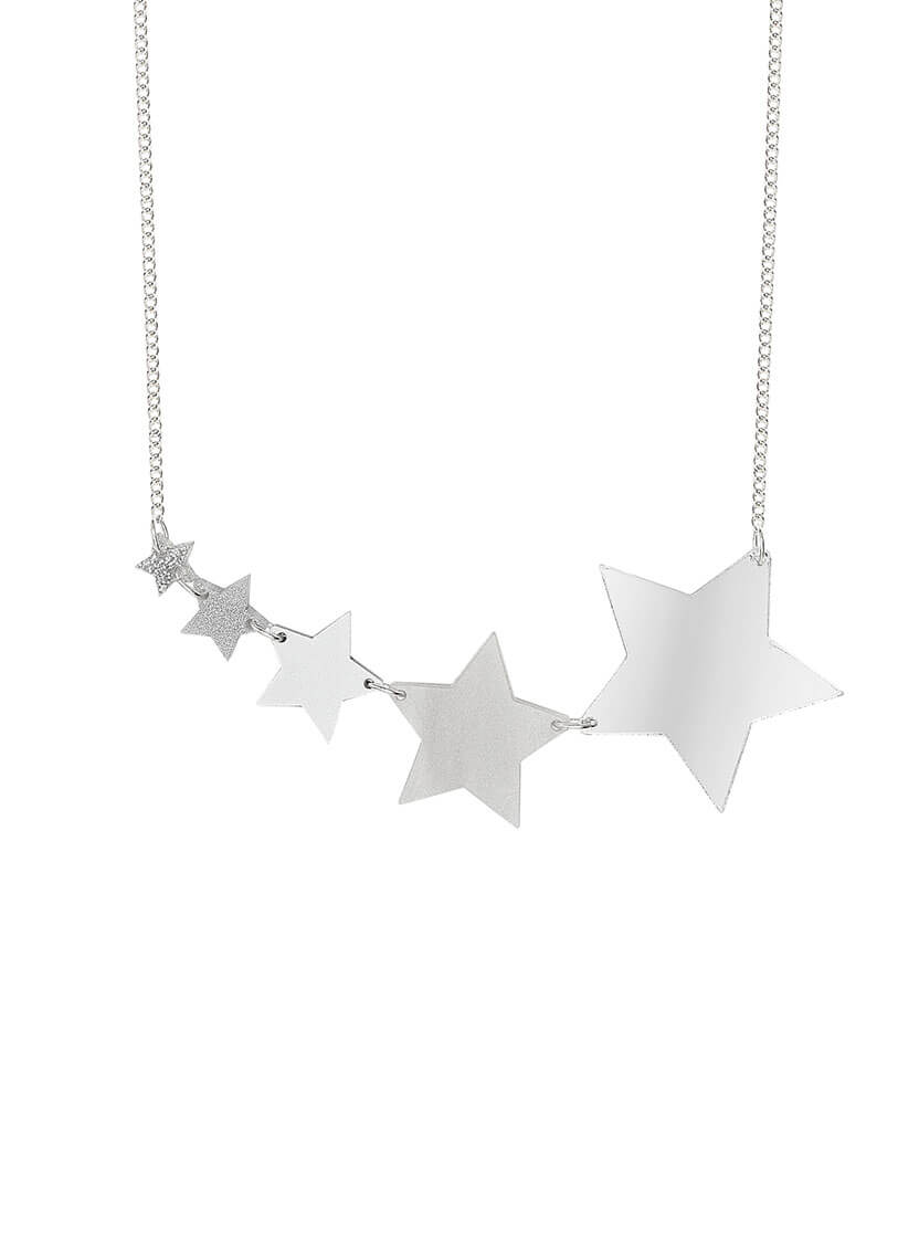 Shooting Star Necklace made from Silver Mirror and Glitter acrylic