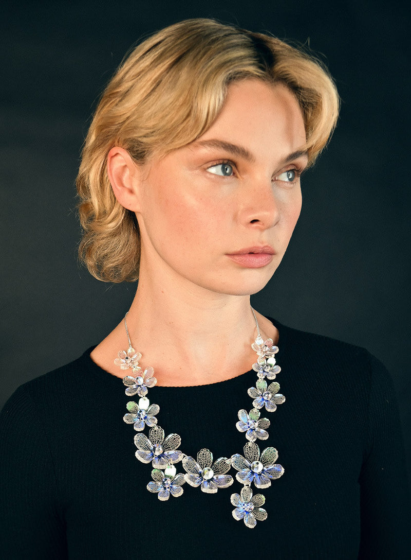 Skeleton Flower Statement Necklace