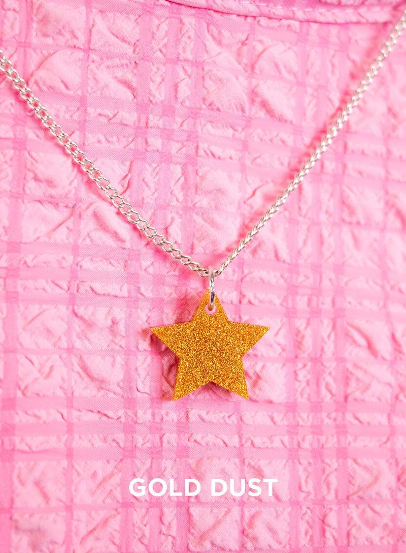 Small Star Pendant Necklace made from gold dust glitter acrylic