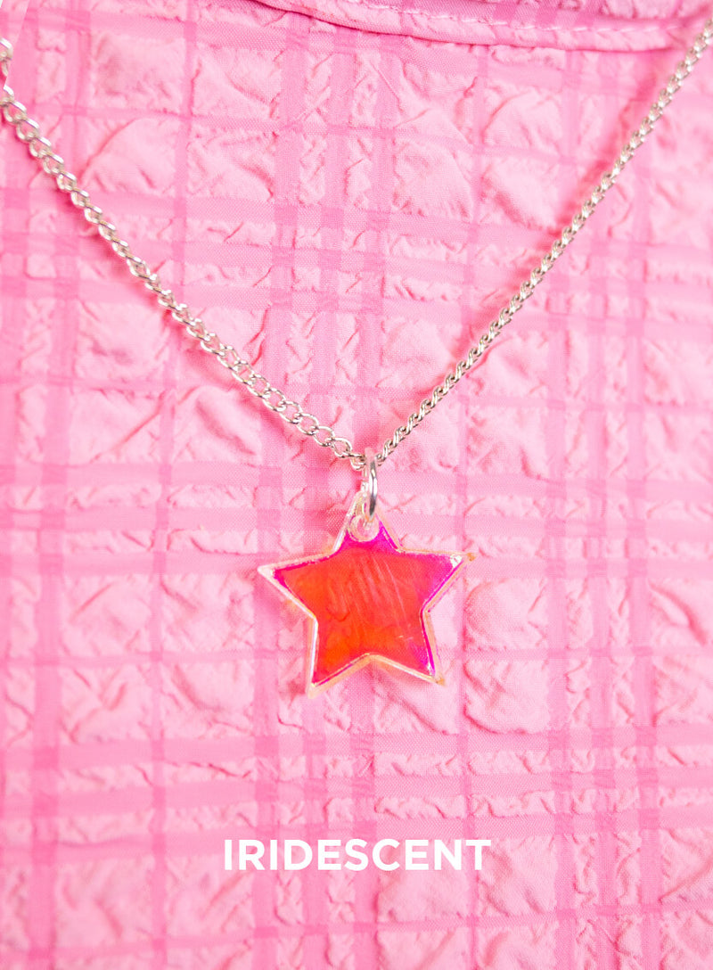 Small Star Pendant Necklace made from iridescent acrylic
