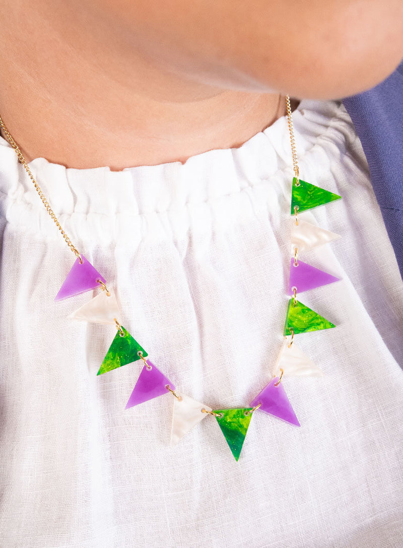 Suffragette Bunting Necklace - Pearl