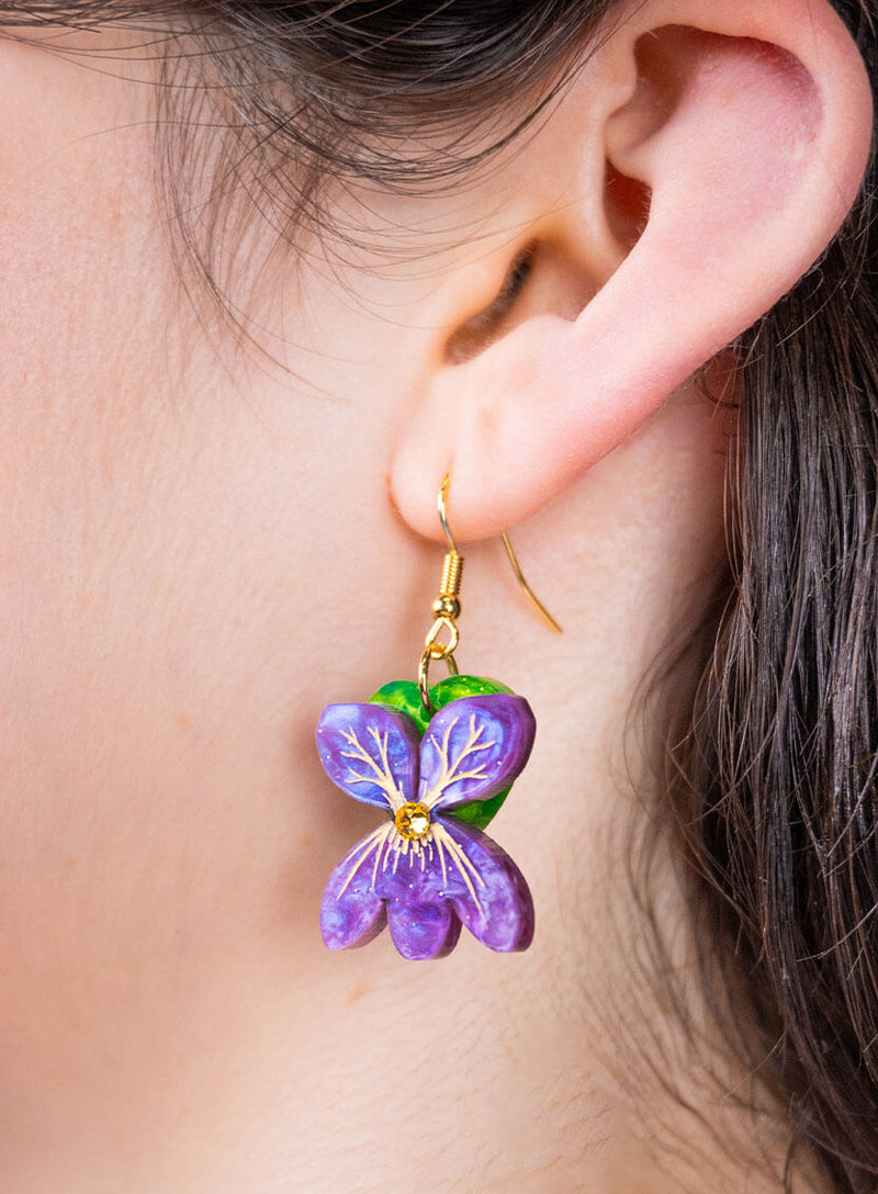 Sweet Violet Flower Earrings