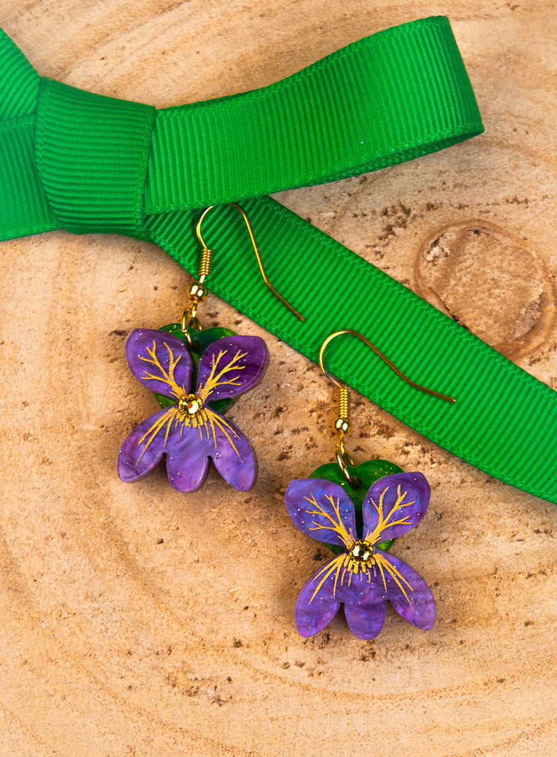 Sweet Violet Flower Earrings
