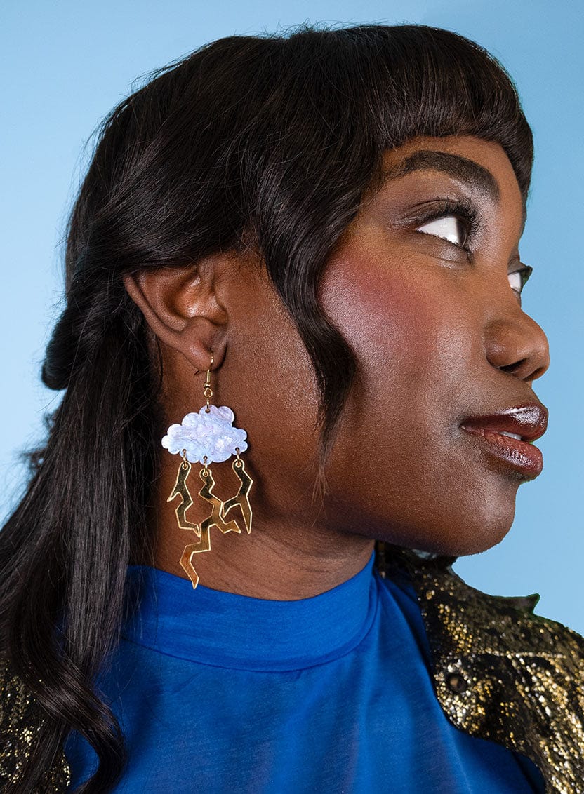 Thunderstorm Cloud Lightning Bolt Earrings Tatty Devine Tatty Devine