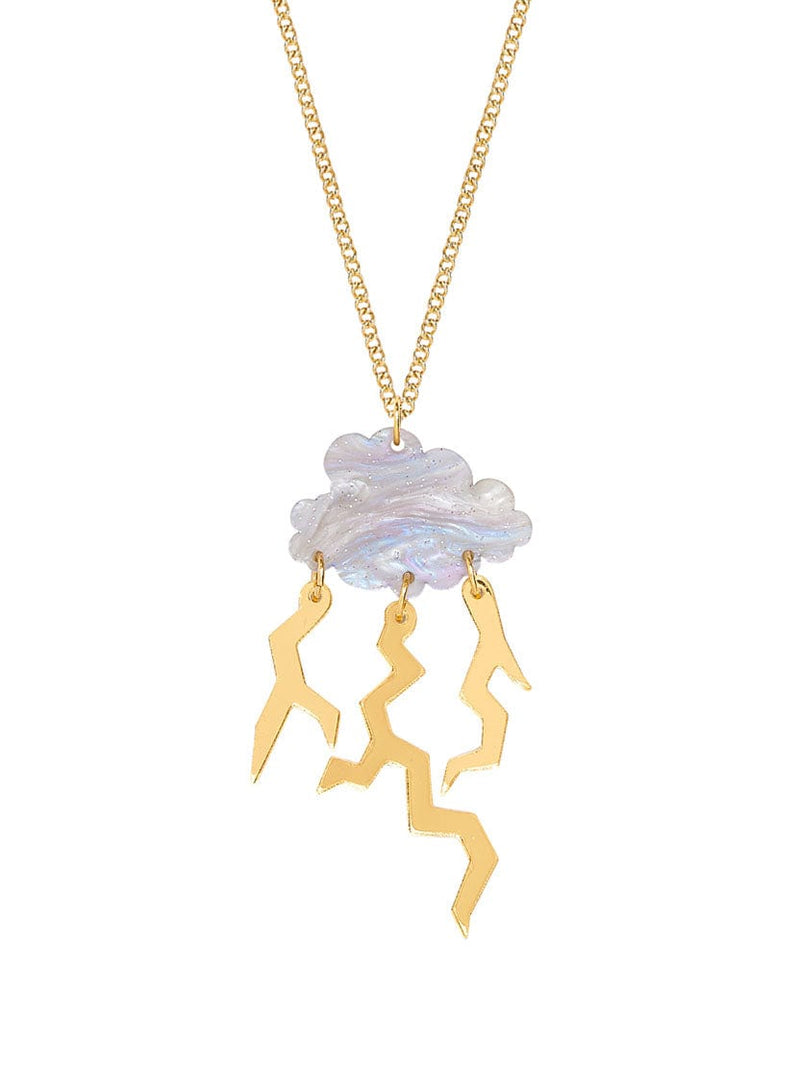 Thunderstorm Cloud and Lightning Bolt Necklace