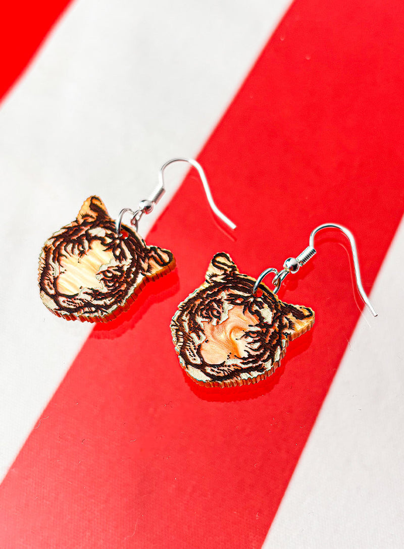 Tiger Earrings - Pearl Aryclic