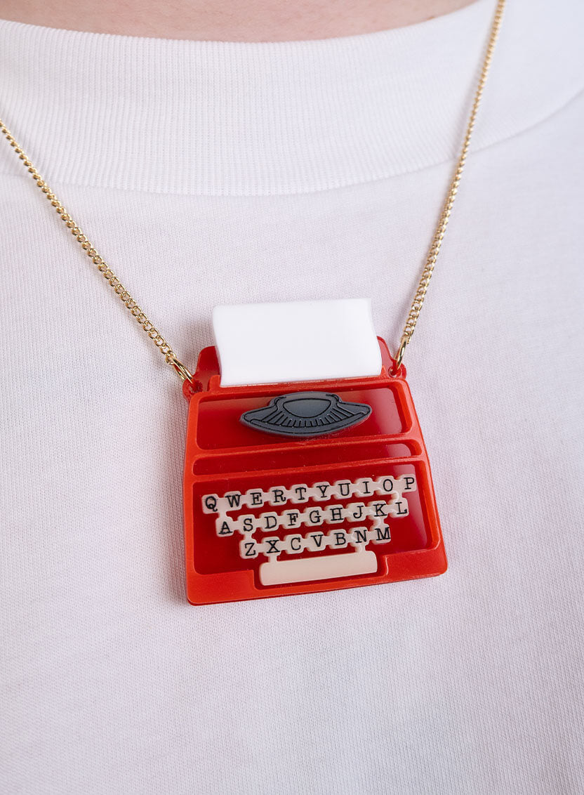 Typewriter Necklace - Recycled Red Acrylic | Tatty Devine