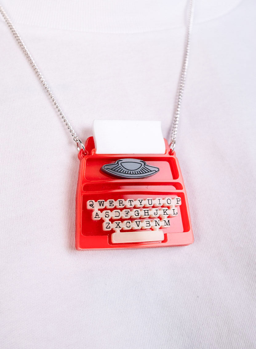 Typewriter Necklace - Recycled Red
