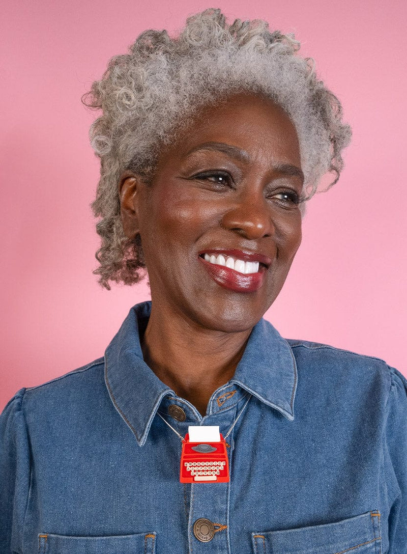 Vintage Typewriter Necklace made from Recycled Red Acrylic