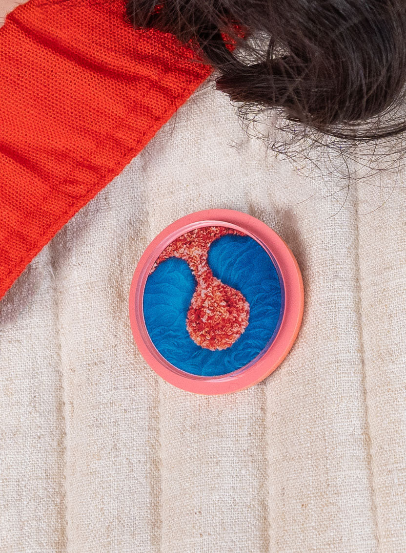 Wreaths To Pleasure Brooch - Teal and Coral