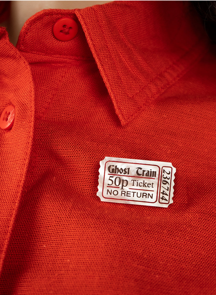 Ghost Train Ticket Brooch - Recycled
